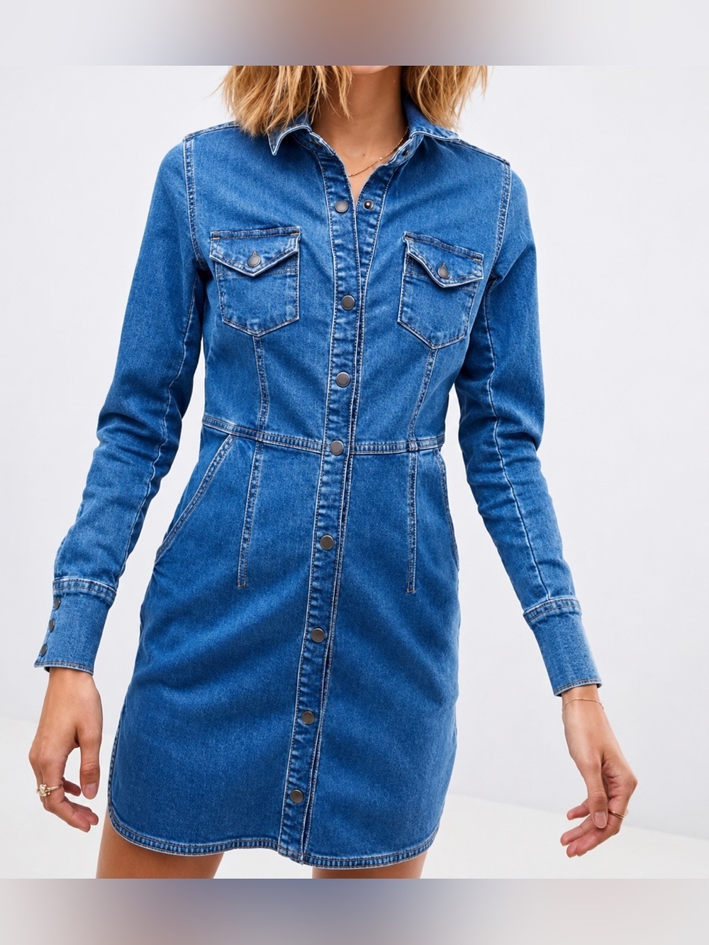 Free People Dynamite Stretch denim mini dress, small